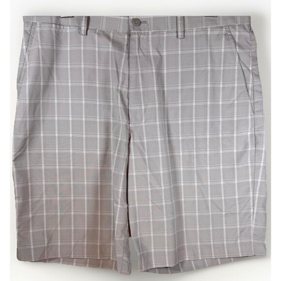 PGA Tour Shorts Men's 36 Gray White Check Bermuda Golf Pockets Lightweight - Picture 2 of 9